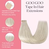 GOO GOO Tape in Hair Extensions 24in 100g 40pcs 60A Platinum Blonde view 2