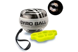 HAIYUES Auto-Start Gyro Ball Wrist Trainer – No Counter Grip Strengthener with Finger Band for Hand & Forearm Exercise – Stress Relief Spinner for Office, Rehab & Fitness