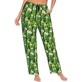 PrelerDIY Women Comfy Pajama Pants Stretch Sleepwear Lounge Pants With Pockets & Drawstring