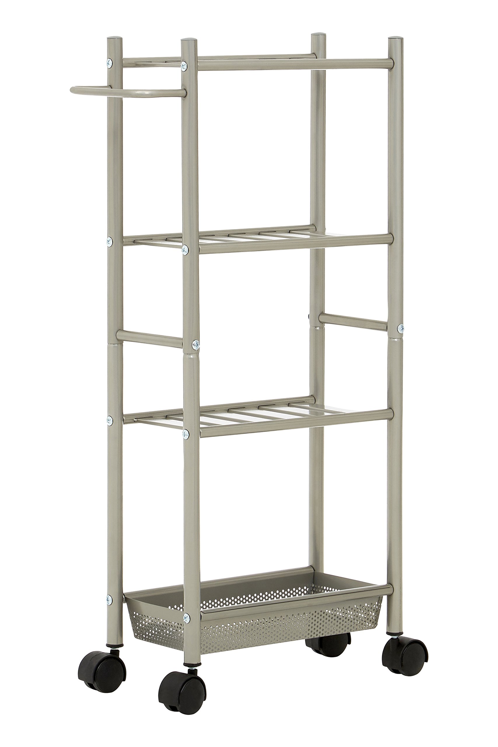 Premier 4 Tier Trolley, With Basket, Brush Nickel