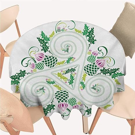 Amazon ケルトダイニングテーブルトップ装飾 3匹の犬が尾を噛む 動物の形成 バイキング ヘリテージ ケルトノット メダリオン ブラック ホワイト D 70 D178cm テーブルクロス オンライン通販