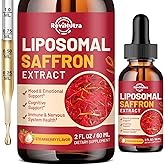 Saffron Supplements - 88.5mg Saffron Extract Liposomal Liquid Drops with Magnesium, Zinc, Ashwagandha, L-Theanine, Vitamin B6, D3 for Antioxidant Mood Energy Vision & Focus, Strawberry Flavor 2 Fl Oz