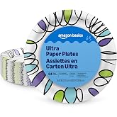 Amazon Basics Ultra Paper Plates, 8.62 Inch, Disposable, 64 Count, Packaging May Vary