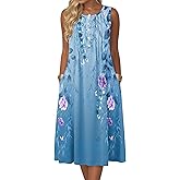Zeagoo Summer Dresses for Women Flowy Aline Casual Midi Tank Dress Beach Boho Vacation Sundresses Shift Dress with Pockets