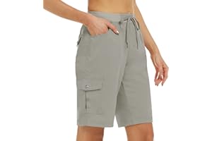 MoFiz Women's 10" Hiking Cargo Shorts 6 Pockets Lightweight Quick Dry Outdoor Running Athletic Short Summer Travel Loose