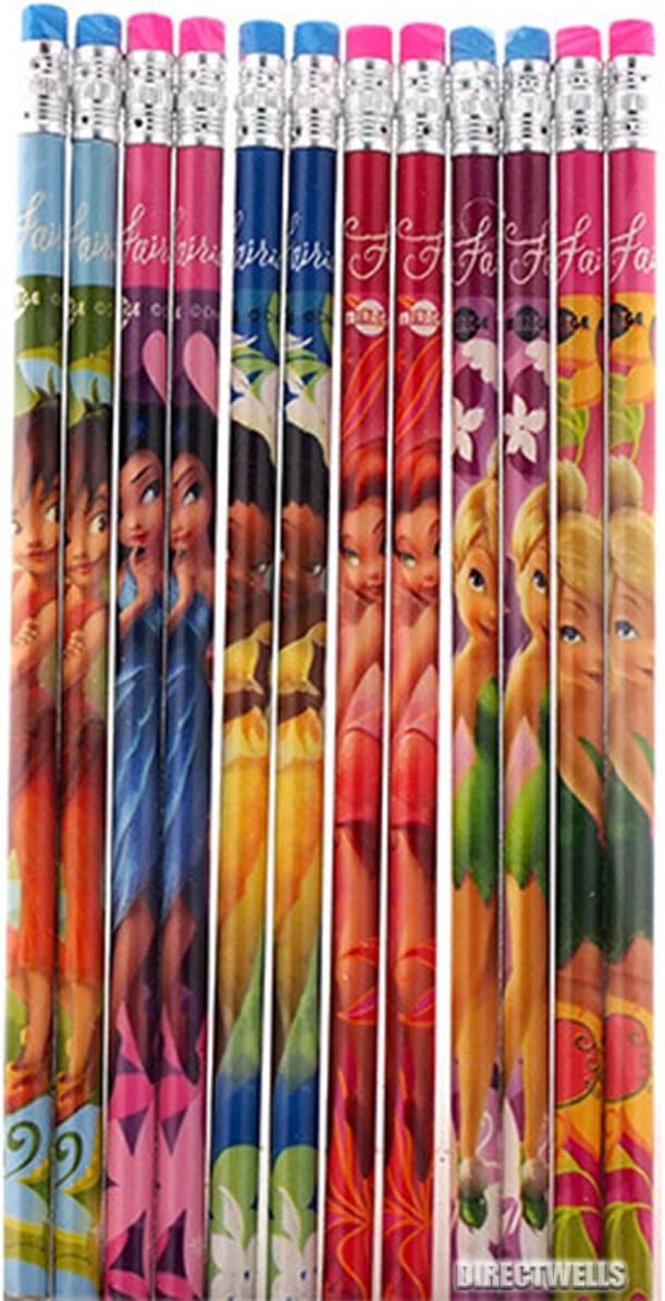Disney Fairy Tale Tinkerbell Authentic Licensed 12 Wood Pencils Pack: Office Products