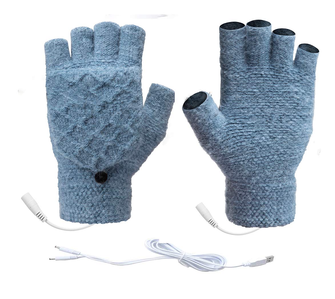 Unisex USB Heated Gloves Winter Warmer Gloves Mittens Removable Double-sided Heating Gloves