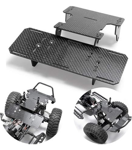 KIMISS Plaque de Montage de Batterie en Fibre de Carbone en Alliage d' aluminium Haute Performance pour Voiture RC SCX10 CC01 D90 à l'échelle 1/10 – Ensemble de Supports de Plaque de Batterie