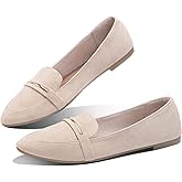 Obtaom Women's Pointy Toe Loafer Flat Comfortable Faux Suede Work Shoes,Cute Penny Loafer Slip On Ballet Flat
