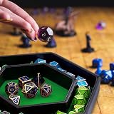 SIQUK Dice Tray with Lid Hexagon Green Dice Rolling Tray for DND RPG Games view 7