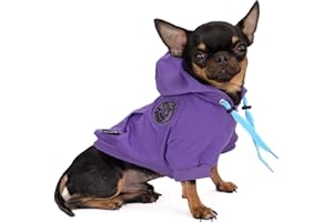 Hug Pupee Adjustable Neck Girth Dog Clothes Small Dogs Hoodie Cozy Warm Winter Pullover Clothing Sweater for Tiny Puppy Sweatershirt - Purple X-Small