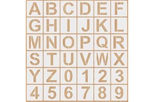 RESFLYAR 5 Inch Large Alphabet Letter Number Stencils, 36 PCS Alphabet Reusable Plastic Templates for Painting on Wood, Drawing Letter Art Craft Stencils Set for Paper Wall Fabric Chalkboard DIY Art Projects