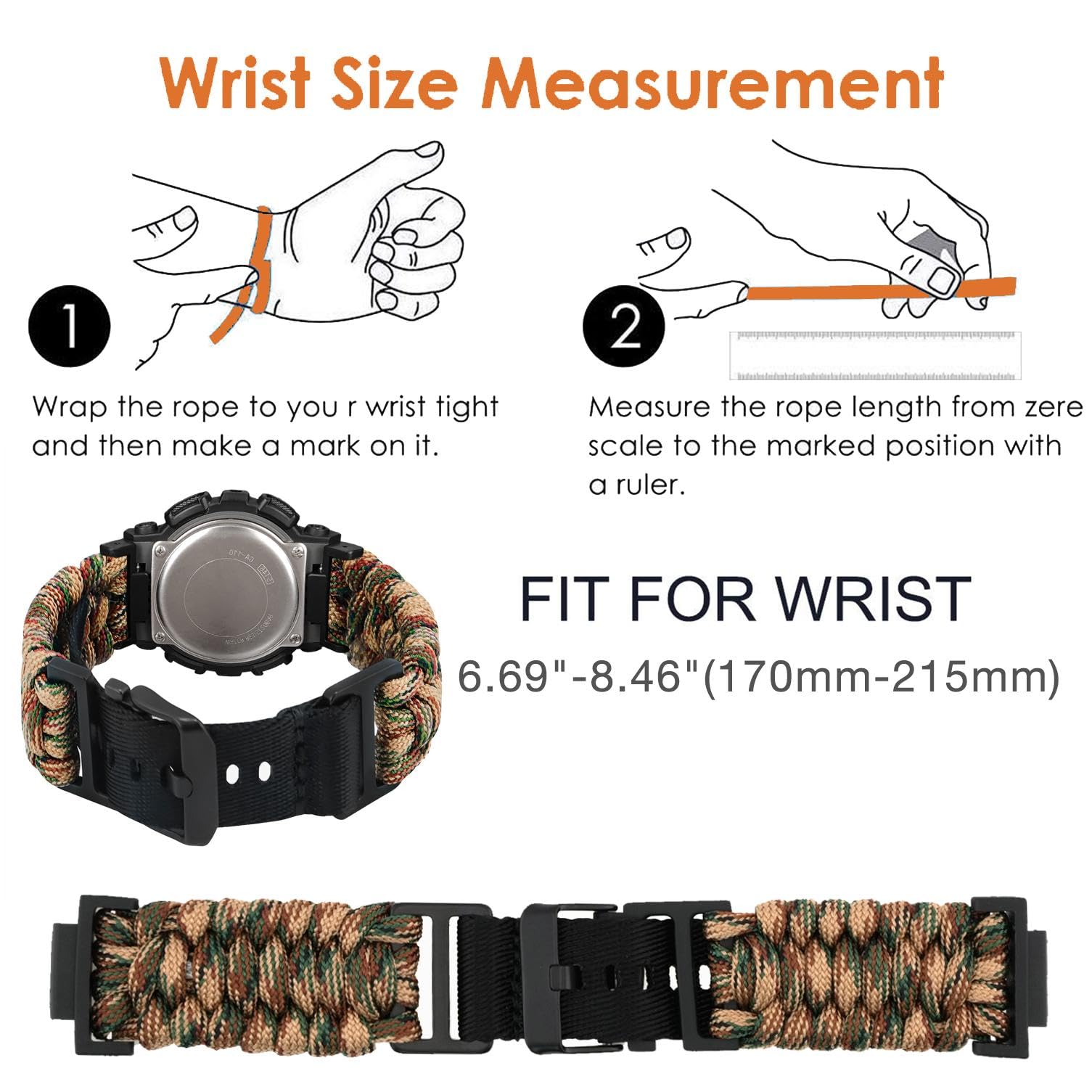 Abanen Nylon Braided Watch Band Paracord Strap with Adjustable Safety Buckle for Casio gshock DW-5600/8900, GA-100/GW-B5600/GB-5600 /GW-6900