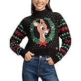 Tipsy Elves Women's Knit Cropped Christmas Sweaters - Cute and Festive Holiday Pullovers for Women