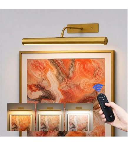 Topveden Wireless Picture Lights – Battery Operated, Magnetic Mount, 3 Color Temps + RGB, No-Drill Wall Art Display (4-Pack, White)