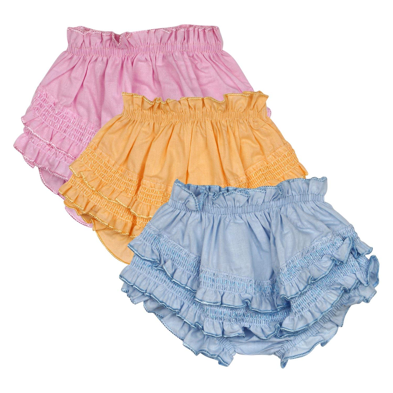 Superminis Baby Girl's Cotton Flower Print Panties with Frill, Pack of