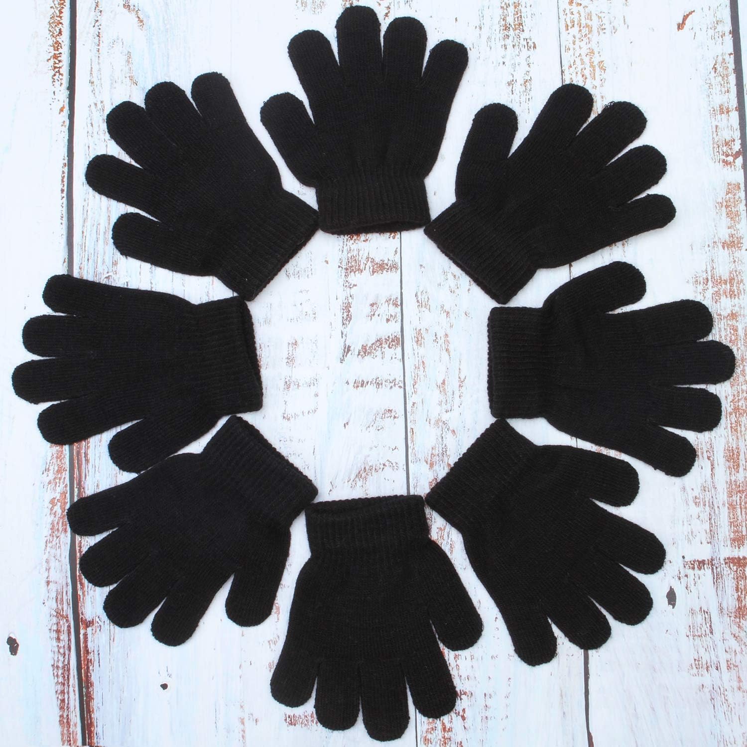 Cooraby 12 Pairs Kids Warm Magic Gloves Teens Winter Stretchy Knit Gloves Boys Girls Knit Gloves: Clothing