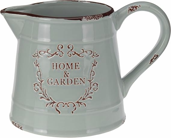 Rustikal grün Garden Krug Krug Übertopf Gießkanne Keramik Retro Topf