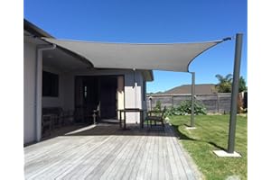 FLY HAWK Rectangle Patio Sun Shade Sail Canopy, 12' x 16' Patio Sunshade Cover Canopy - Durable Fabric Cloth for Outdoor Garden Yard Pond Pergola Sandbox Deck Courtyard - Gray Color (12' x 16' Gray)