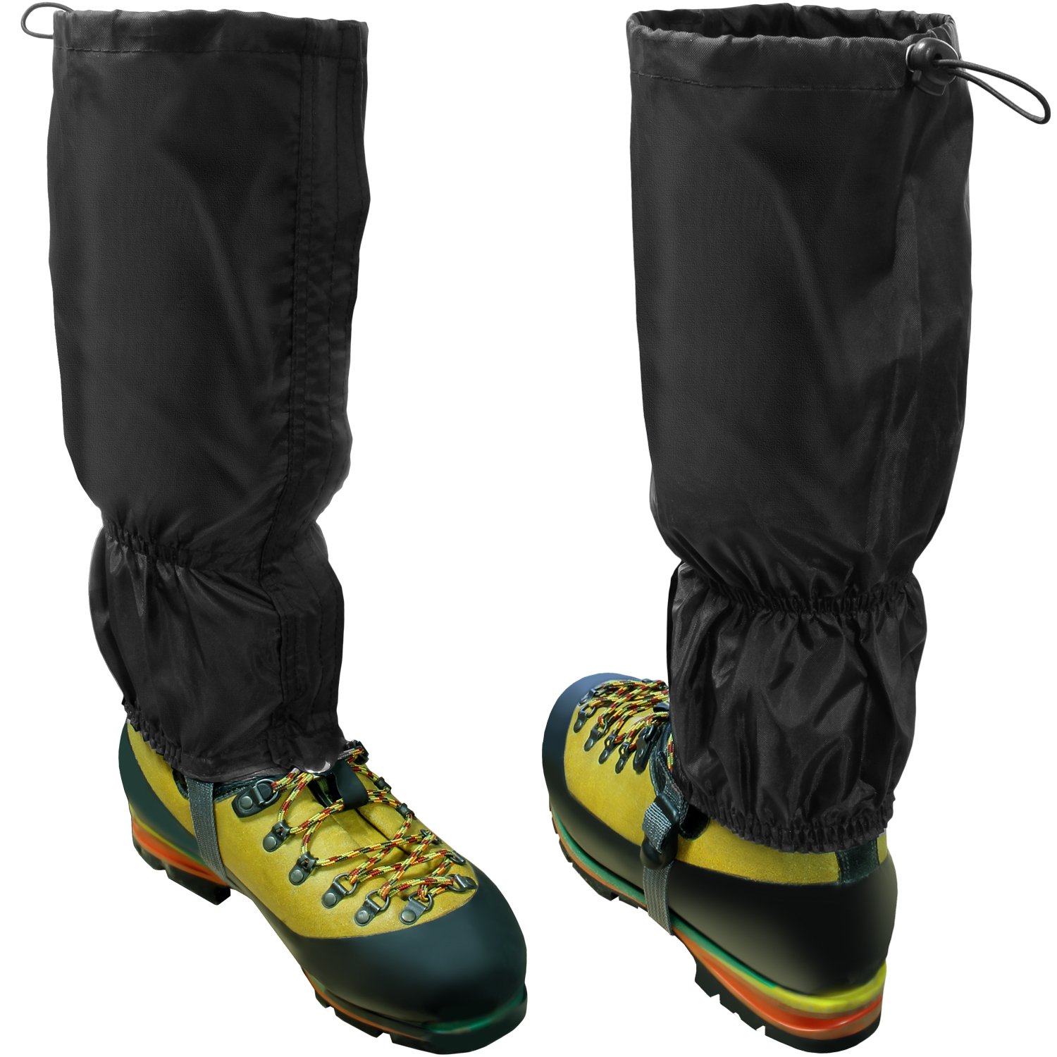 CampTeck U6843 Waterproof Walking Gaiters Polyester (One Size Fits All) Hiking, Walking, Orienteering, Mountaineering, Climbing, Hunting, Snow or Wet Outdoor Adventure - 1 Pair - Black