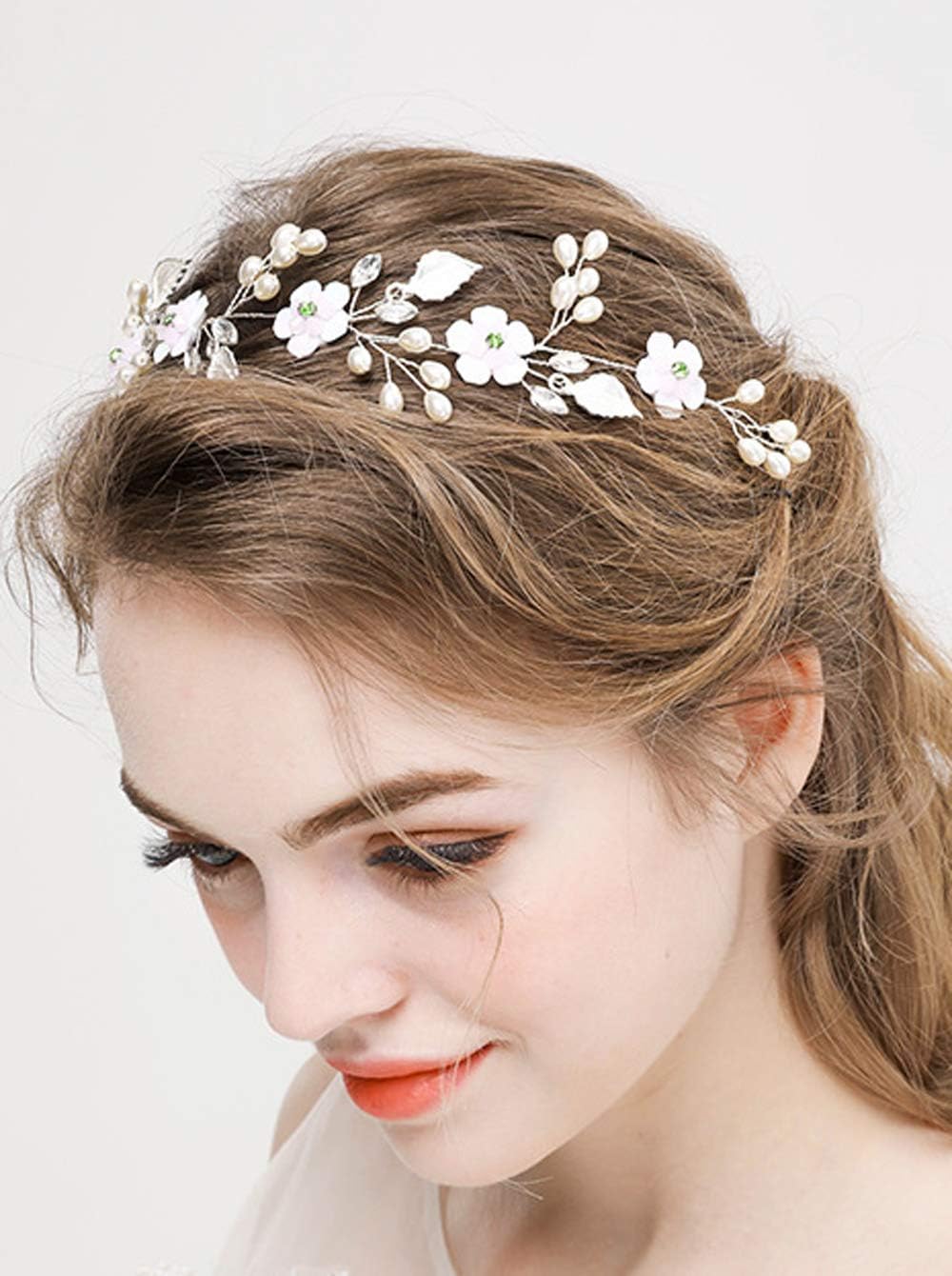 Deniferymakeup Wedding Bridal Silver Leaves And Flower Headpiece