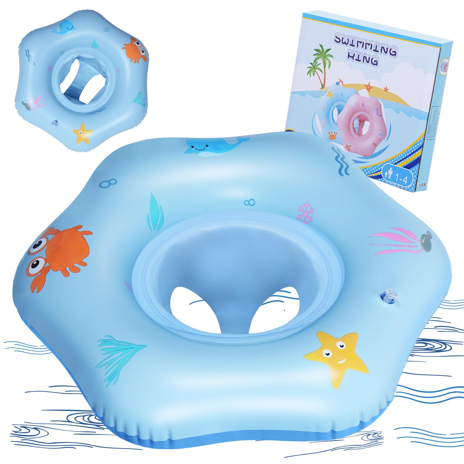 Oziral Baby Swimming Ring, Baby Swimming Float, Inflatable Ring with Seat PVC Material Baby Ring Swimming From 12-36 Months toddler Swimming Ring Toy Ideal for Baby Bath Swimming Pool,Blue