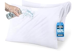 Beddora 2 Pack Pillow Protectors Queen Size – Waterproof Zippered Pillow Case Covers, Bed Bug & Dust Mite Proof Pillow Encase