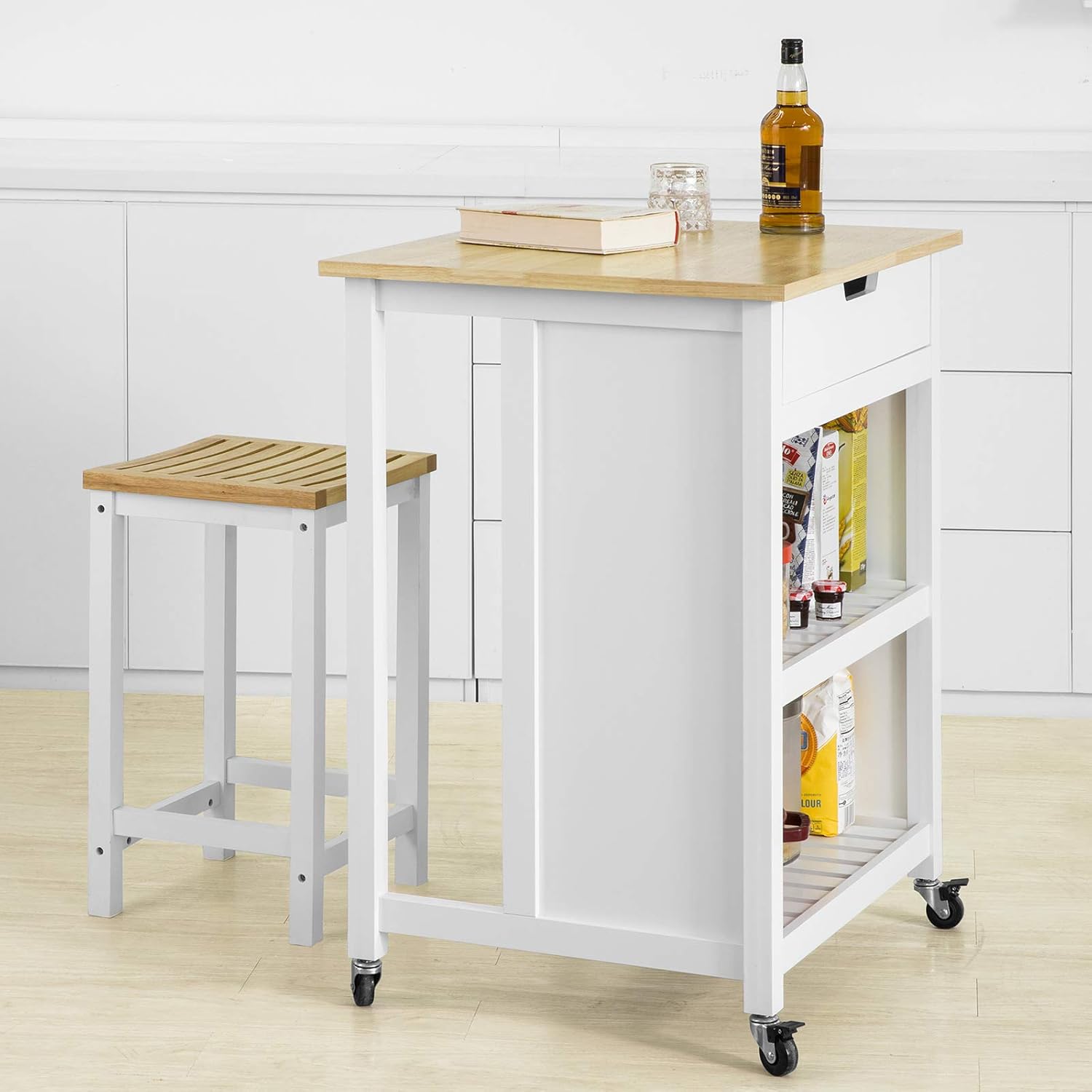 Sobuy Fkw74 K Wn Kuchenwagen Kuchenschrank Mit Einer Schublade Und Ablagen Servierwagen Rollwagen Sobuy Shop