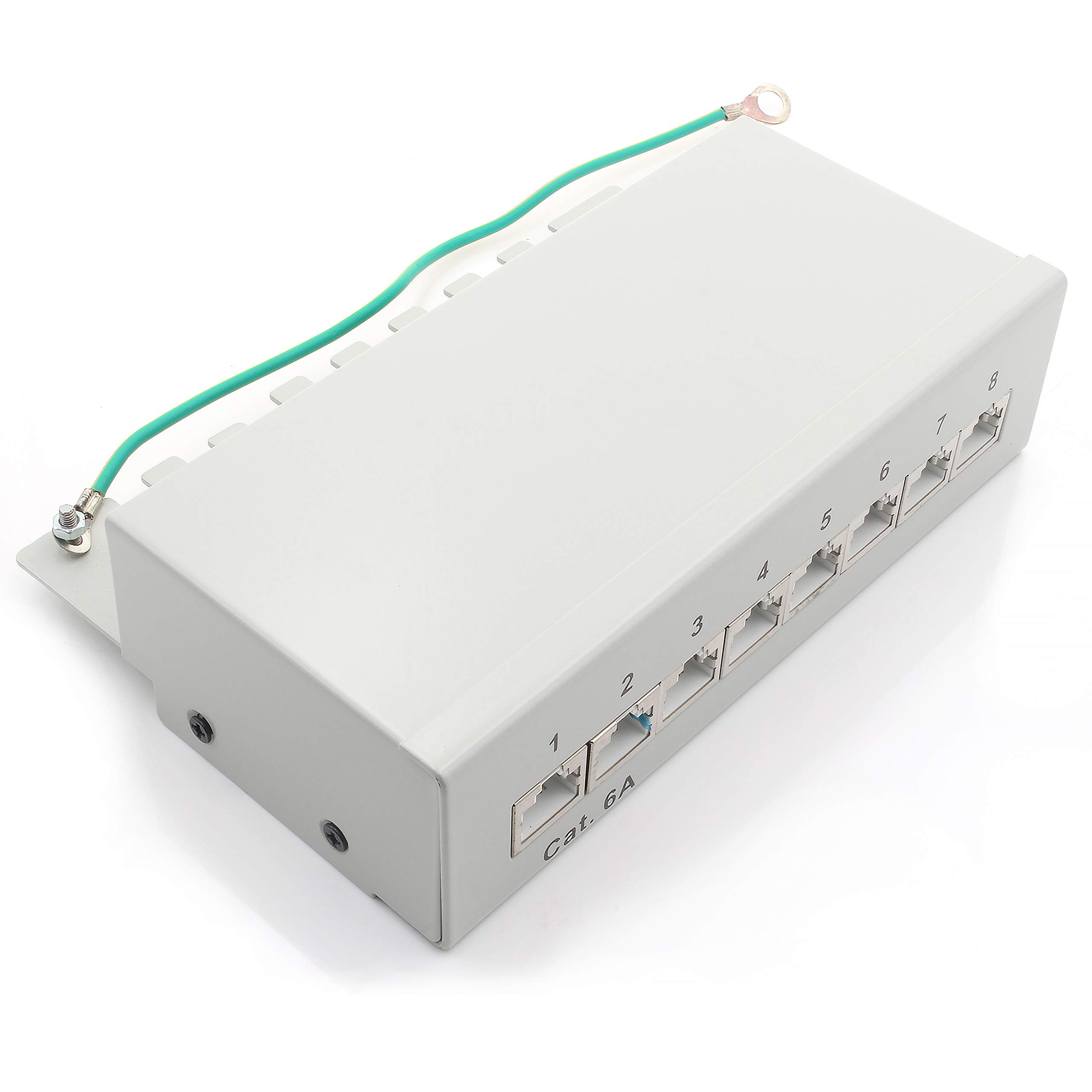 1aTTack.de 367465 Patch panel CAT6a 8 port white distribution panel LSA+ connection technology network distribution - RJ45 - TIA 568 A/B - white