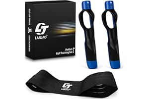 LANJAO Golf Grip Trainer 2 Pack with Swing Correcting Arm Band, Golf Training Aid, Golf Grip Kit,Grip Trainer Golf Club to Help Train Correct Hand Position
