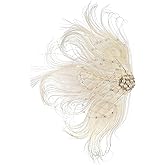 Lovfingu Fascinator Peacock Feather Hair Clips Flapper Headband Art Deco 20's Accessories for Women