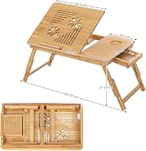 SONGMICS Bamboo Laptop Desk Foldable Bed Table 5 Tilt Angles 55x35 cm view 6