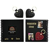 PLUSYYY Pet Memorial Keychain & GPS Tracker Holder – Heart Leather Fur Keepsake Locket – Dog & Cat Sympathy Gift