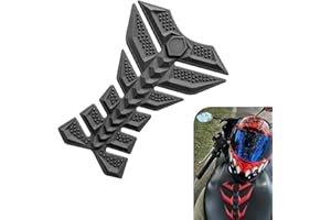 MOXRUQ 3D Motorcycle Tank Pad, Self-Adhesive Waterproof Rubber Fishbone Gas Tank Sticker, Scratch-Resistant Fuel Tank Protector Pad, Universal for Most Motorcycles (Black)