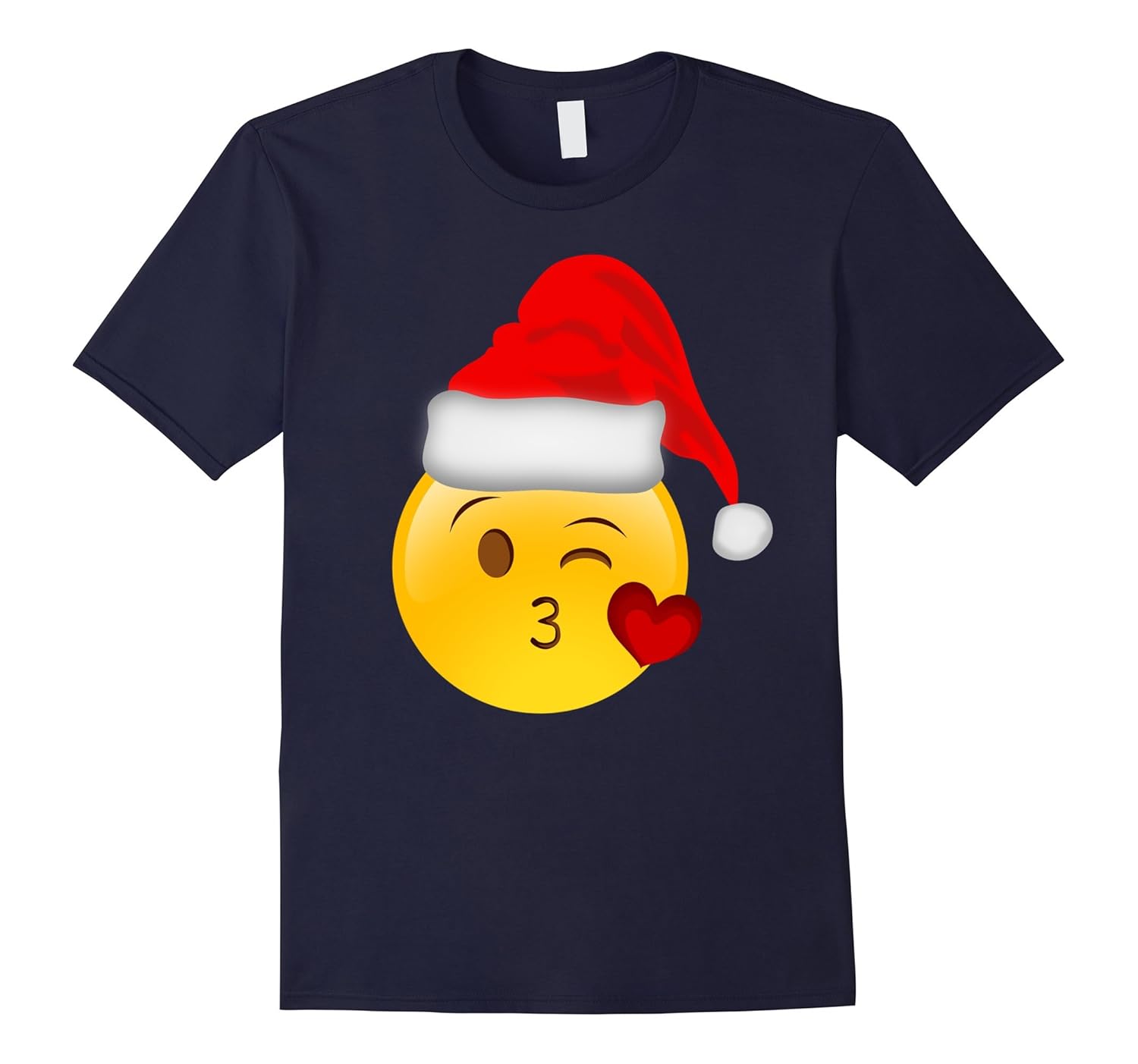 Christmas Face Emoji Kiss T-Shirt Emoji Christmas Santa Gift-ANZ