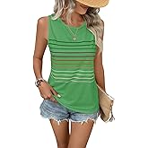 EyMuse Tank Tops for Women Summer Round Neck T Shirts Trendy Sleeveless Basic Tee Loose Fit 2026 Fashion Beach Vacation Clothes,Mint Green,M