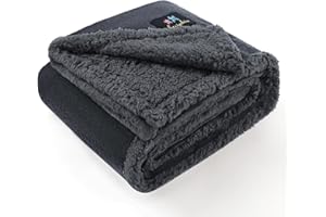 Luciphia Waterproof Bed Blanket Washable,Soft Sherpa Fleece Puppy Reversible Throw Blankets for Small Dog Cat,Furniture Cover Protector Couch Bed from Liquid Pee and Pet Fur, Grey, 40" x 28"