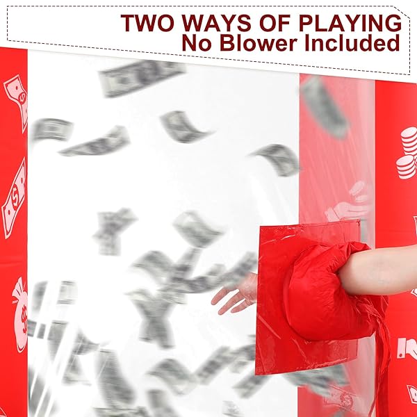 SILIPULL 5 FT INFLATABLE CASH CUBE BOOTH INFLATABLE MONEY MACHINE BOOTH MONEY BLOWER MACHINE CASH GRAB FOR ADULTS GAME ACTIVITY EVENTS (NO BLOWER INCLUDED)(RED)