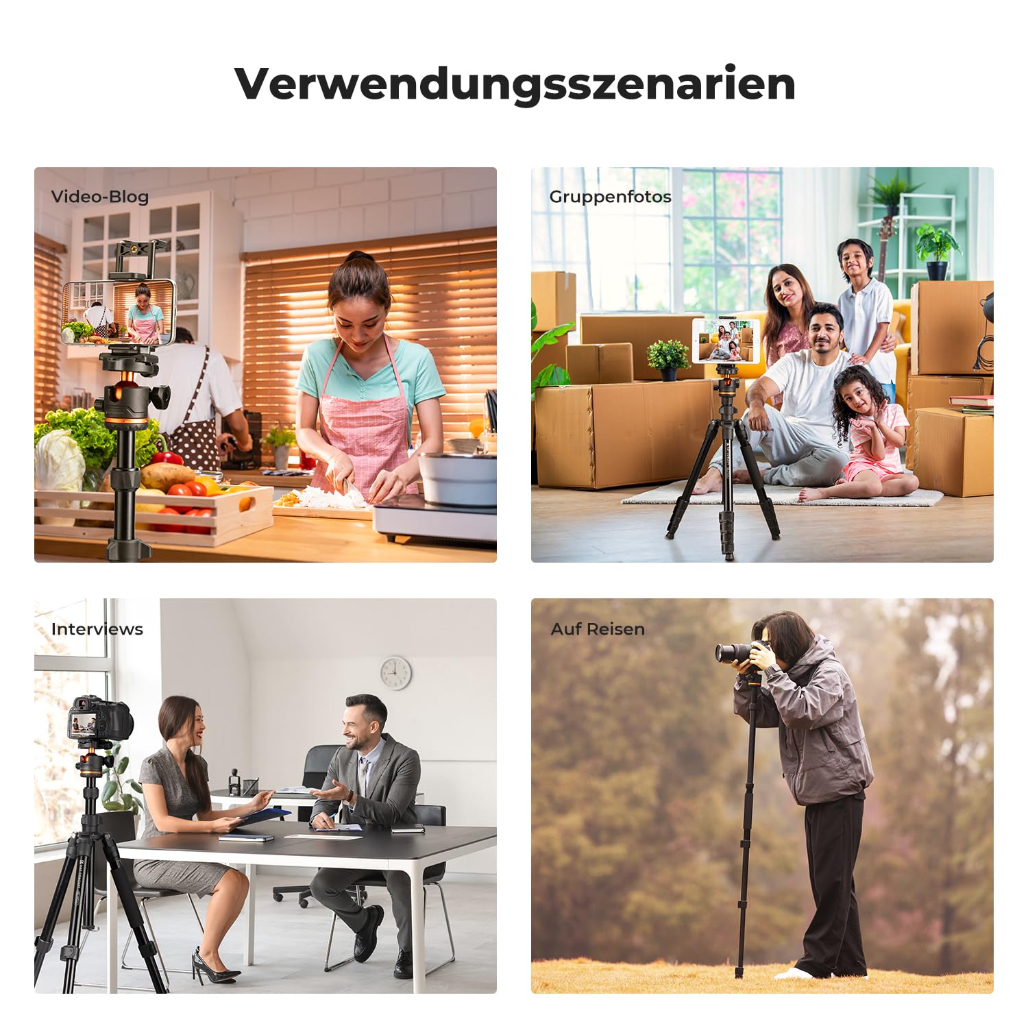 Kamerastativ, K&F CONCEPT Handy-Stativ,192cm Stativ mit Handyhalterung, Tripod für unterwegs, Stativkamera für Smartphone, Aluminium Reisestativ O275A5+BH-36 7