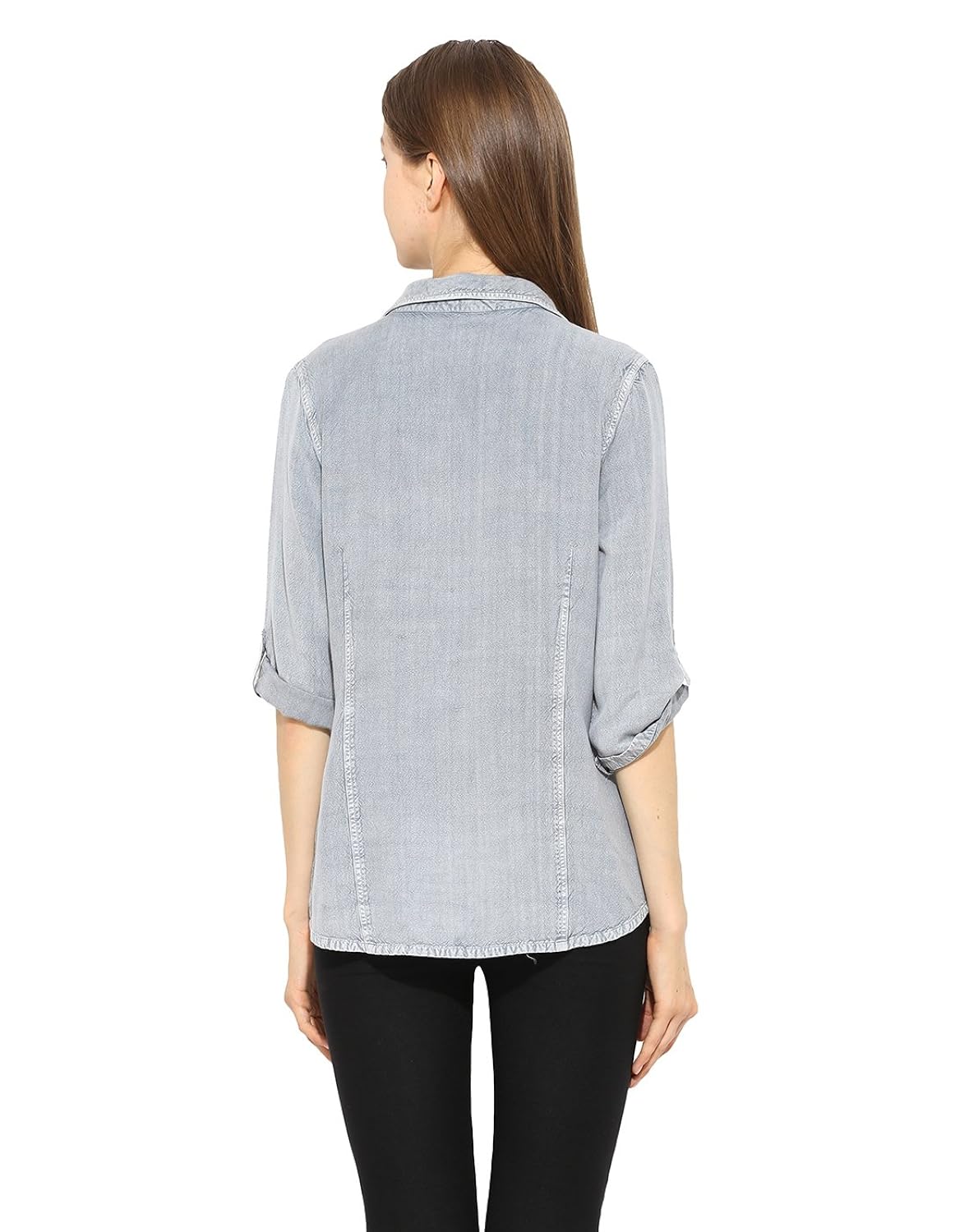 free & young front open washed shirt