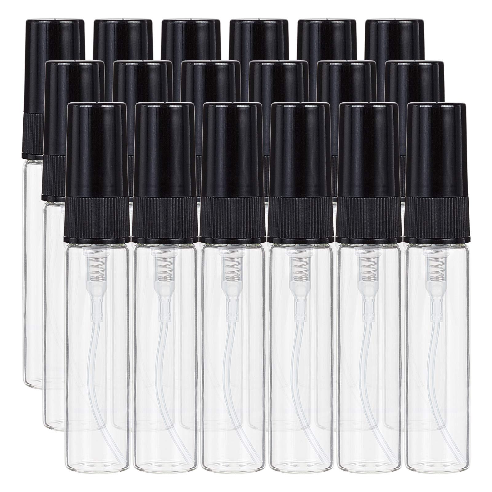 BENECREAT 30PCS 5ml Mini Fine Mist Spray Bottle Transparent Glass Travel Empty Atomiser Spray Bottles with Black Pump Lid for Perfume, Toiletries Liquid, Cosmetic — image 1