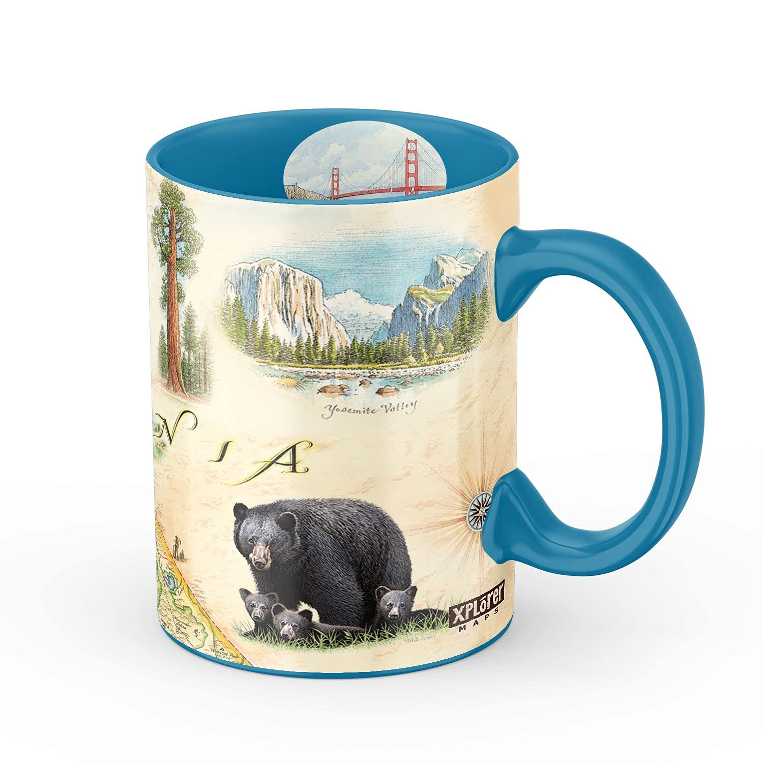 Teamap Mug Xplorer Maps California Map Ceramic Mug (16oz) – BPA-Free Coffee Cup ...