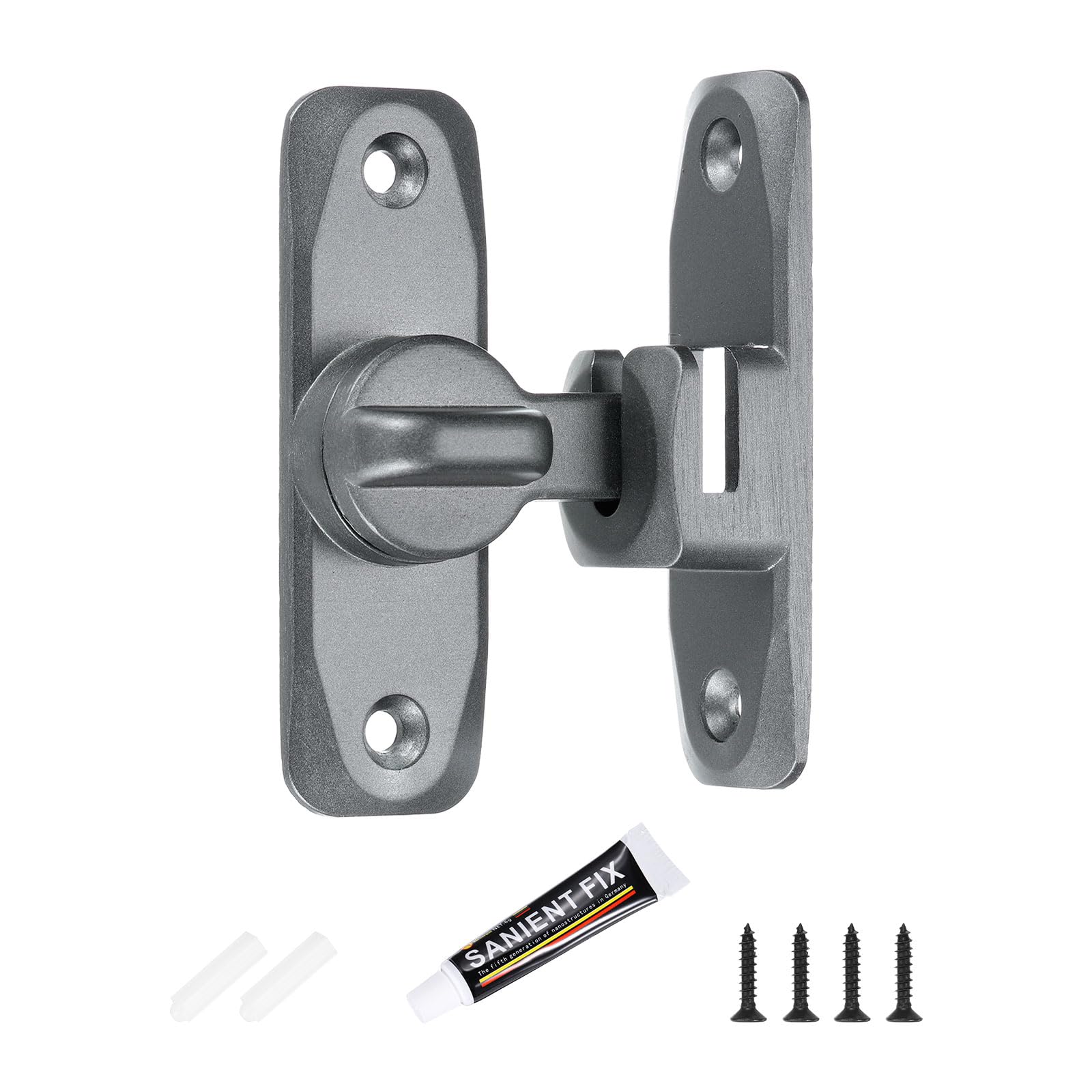 PATIKIL Barn Door Latches, 90/180 Degree Small Flip Gate Latches Hardware Sliding Door Latch Lock for Cabinets, Bathroom, Garden Doors, Gray