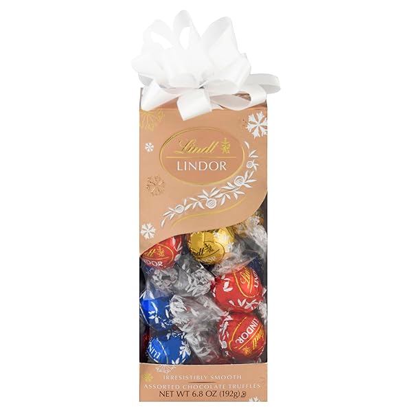 LINDT LINDOR ASSORTED CHOCOLATE CANDY TRUFFLES TRADITIONS GIFT BOX, ASSORTED CHOCOLATE WITH SMOOTH, MELTING TRUFFLE CENTER, 6.8 OZ.