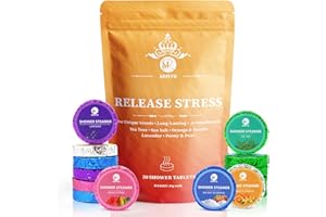 MR MIRYE Shower Steamers Aromatherapy, Christmas Gifts for Women and Men, 20-Pack Organic Shower Bombs with Essential Oil, Tea Tree, Orange & Vanilla, Sea Salt, Lavender, Peony & Pear Bath Tablets