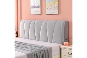 ABANO Velvet Bed Headboard Slipcover with Side Storage Pocket for Queen Full Twin Cal King Size Bed,Quilted Bed Headboard Cover Thicken Headboard Dustproof Protector Cover-Silver Grey||Bed Head 200cm
