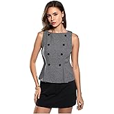 Floerns Women's Elegant Peplum Tank Top Sleeveless Flare Hem Office Work Vest Tops