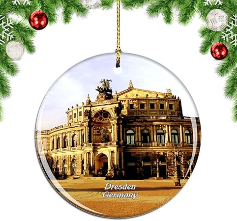Amazon Weekinoドイツゼンパーオペラハウスドレスデンクリスマスデコレーションオーナメントクリスマスツリーペンダントデコレーションシティトラベルお土産コレクション磁器2 85インチ ボール おもちゃ