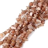 HAAMIIQII 5-8mm Natural Sunstone Chips Beads Irregular Chip Stone Genuine Real Freeform Loose Gemstone Beads for Jewelry Making Strand 32 Inch