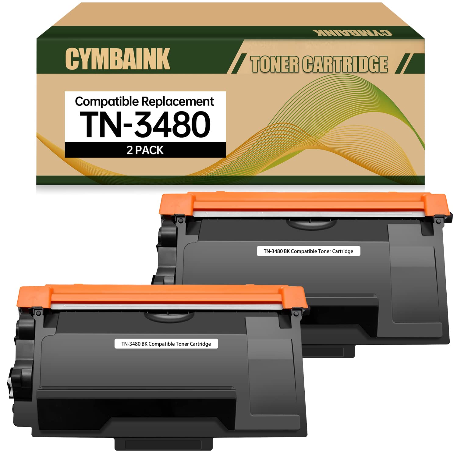 CYMBAINK Not OEM TN3480 Compatible Toner Cartridge TN-3480 BK Replacement for Brother DCP-L5500DN, DCP-L6600DW;HL-L5000D, HL-L5100DN, HL-L5200DW; MFC-L5700DN, MFC-L5750DW, MFC-L6800DW Printers 2 Pack